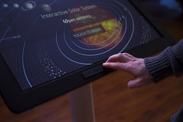 Opening screen of Enhanced Solar System Exhibit with accessibility layer